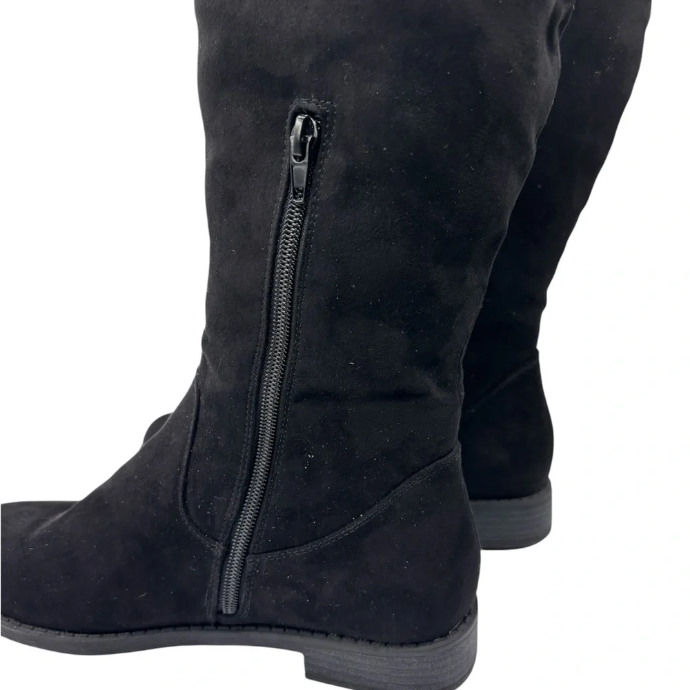 Alaia Black Over the Knee Boots with Lattice Cuff
